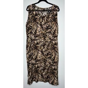 Vintage 90s Plus Size 1X Notations Midi Length Sleeveless Black Brown Dress